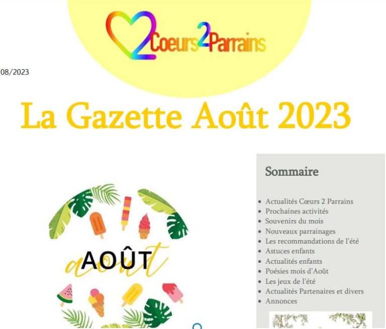 Lire la suite à propos de l’article La Gazette Août 2023 – N° 08-2023