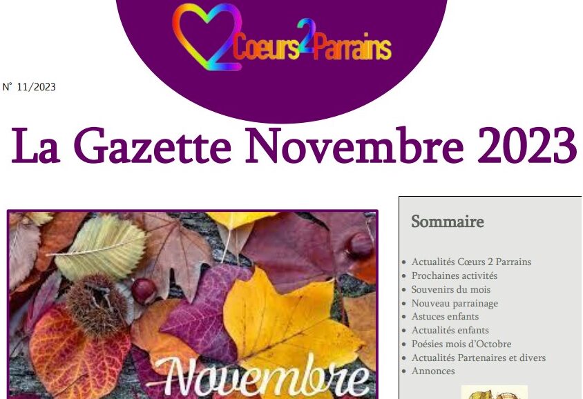 You are currently viewing La Gazette de Novembre 2023 – N° 11-2023